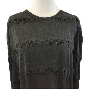 Zara W/B  grey fringed tunic sweater dress Goth Rock Metal S
